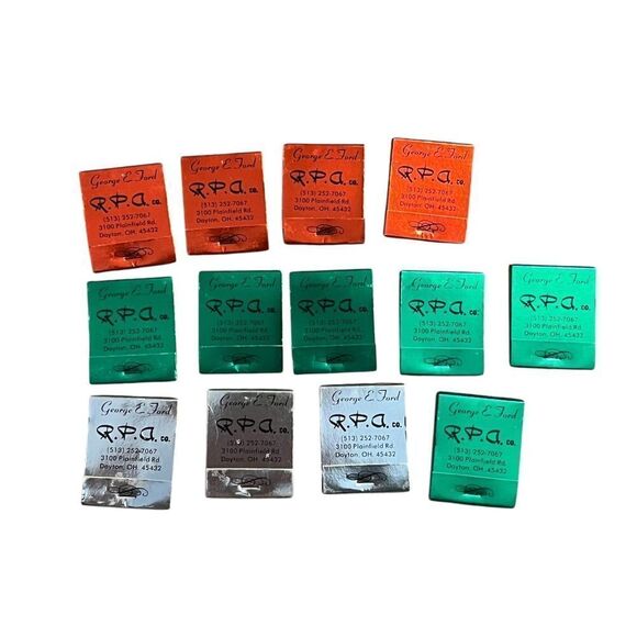 Lot of 13 Metallic George E Ford RPA CO Dayton OH Matchbooks Unused Unstruck - Picture 1 of 2